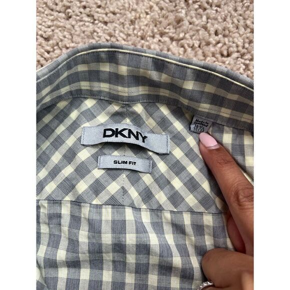DKNY Small plaid check Button down shirt 16 1/2 - Picture 2 of 3